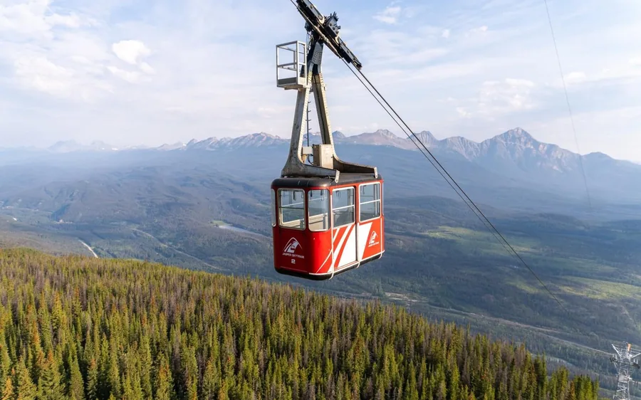 The Jasper SkyTram cabin above the forest on Whistlers Mountain