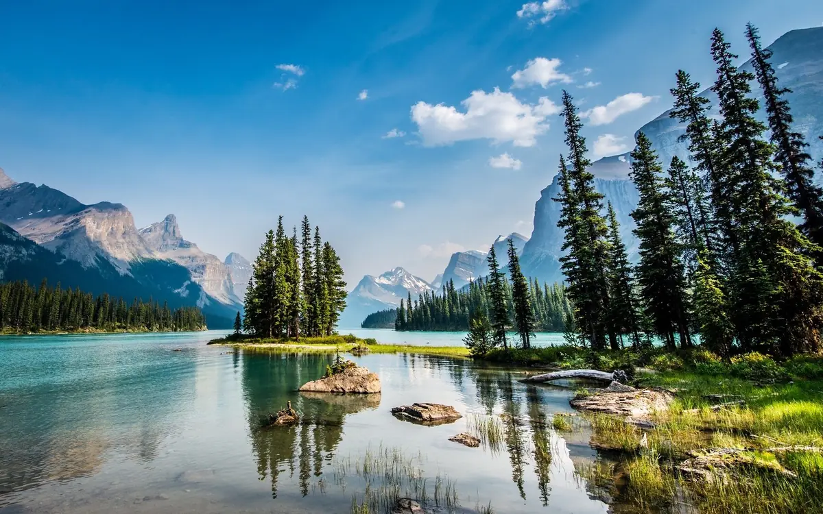 Spirit Island at the far end of Maligne Lake